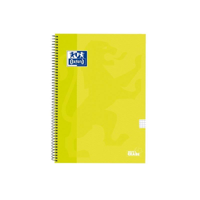 Quaderno a spirale Oxford School Classic Rilegato a spirale WriteeErase - Folio 4x4 con bordo - 80 fogli - Colore lime