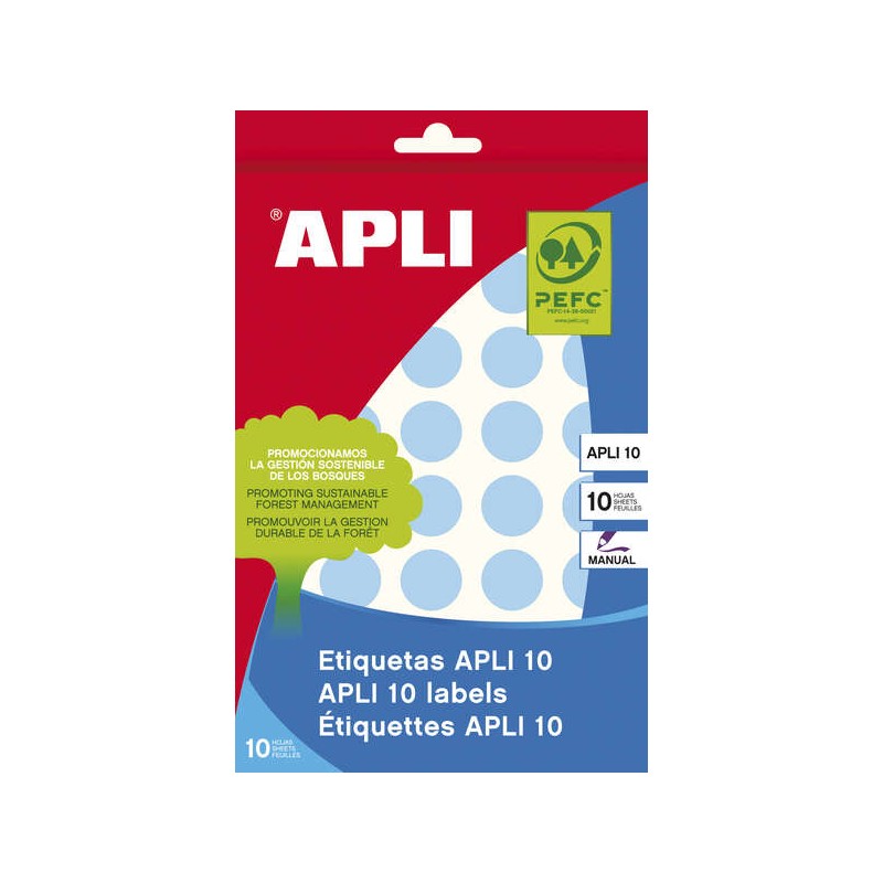 Etichette Apli 10 blu Ø 19 mm 8 fogli