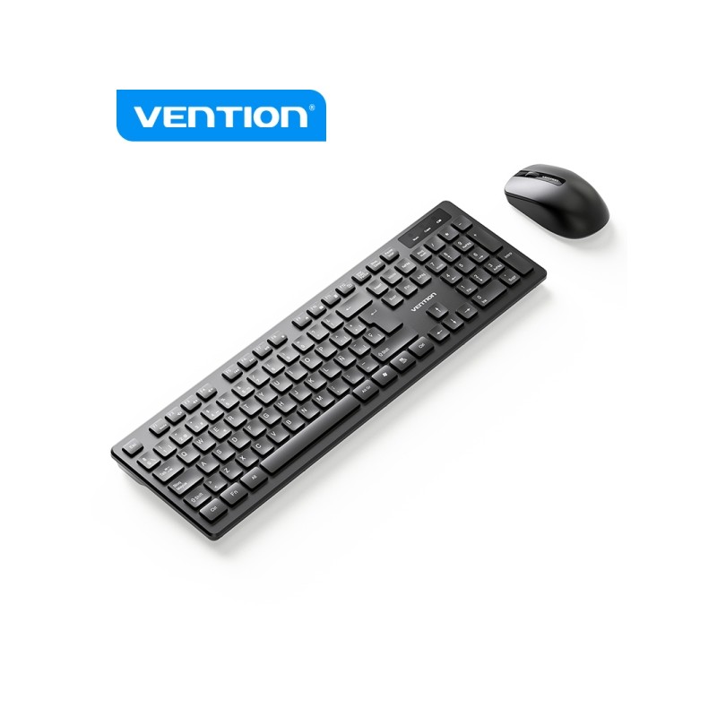 Tastiera e mouse wireless Vention KTD - Connessione a 2.4 GHz - 1200 DPI - 104 tasti - Colore nero