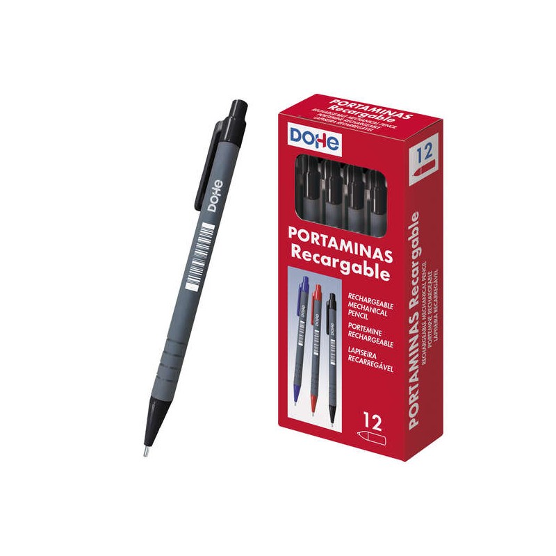 Matita meccanica ricaricabile Dohe - 0.5 mm - Fusto in plastica - Punta imbottita in metallo - Clip - Gomma a pulsante -