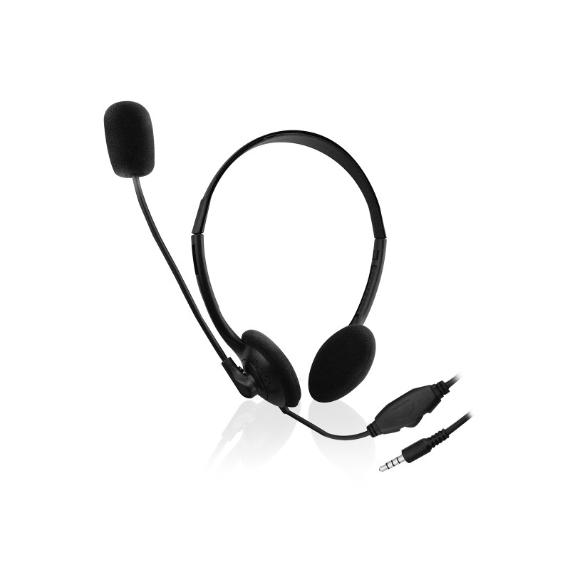 Ewent Chat Headset con microfono e controllo del volume - Cavo da 2 m 1x Jack da 3.5 mm a 4 pin - Colore nero