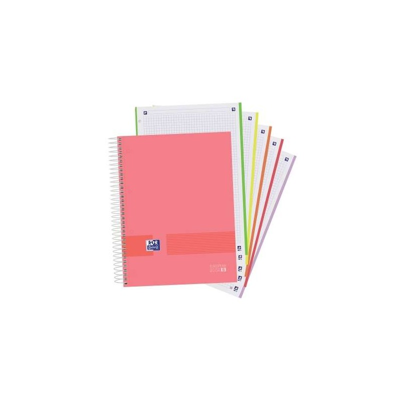 Oxford Europeanbook 5 Oxford e You Confezione da 5 quaderni a spirale A4+ griglia 5x5 - 120 fogli microperforati a 4 for
