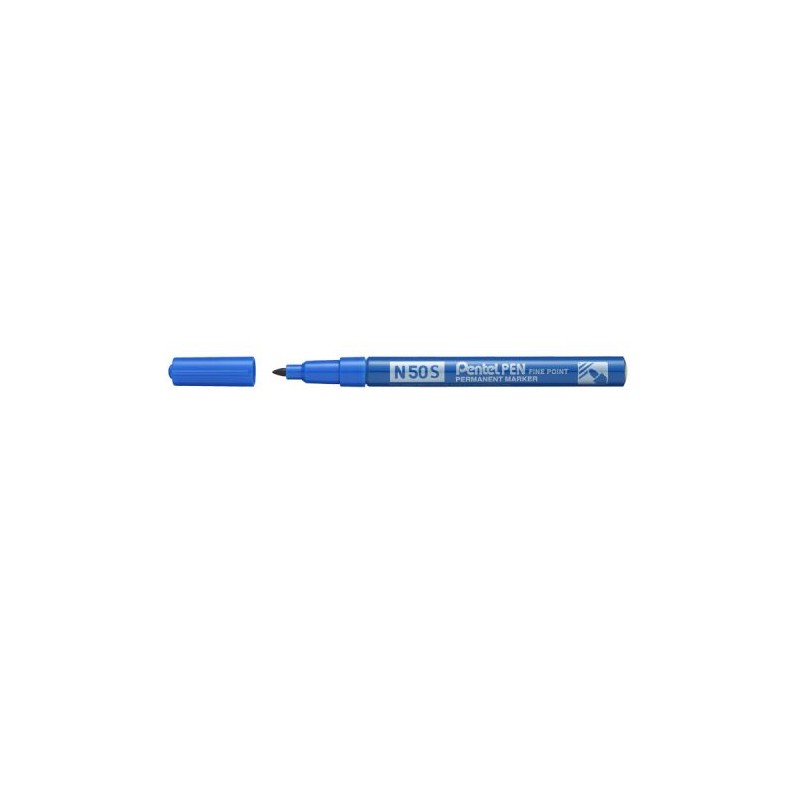 Pentel Pen N50S Marcatore permanente - Punta fine 3.18 mm - Resistente all'acqua e alla luce - Colore blu