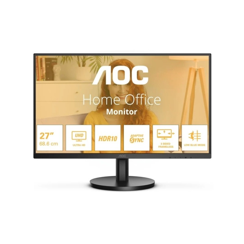 Monitor AOC 27 LED VA UltraHD 4K 60Hz - Risposta 4ms - Angolo di visione 178° - Altoparlanti integrati - HDMI. audio - 