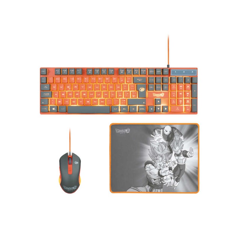 FR-TEC Dragon Ball Super Set tastiera. mouse e tappetino per mouse - Tastiera a membrana illuminata - Colori e illuminaz