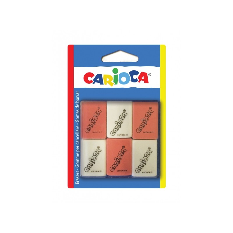 Carioca 6 confezioni di gomme rettangolari - Gomme precise - Design ergonomico - Vari colori