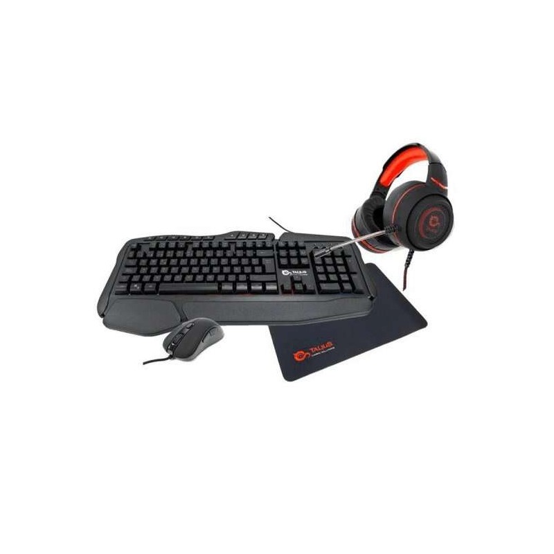 Talius Pack Gaming V2 Tastiera multimediale USB + Mouse USB 3200dpi + Jack per cuffie da 3.5 mm + Mousepad - Illuminazio