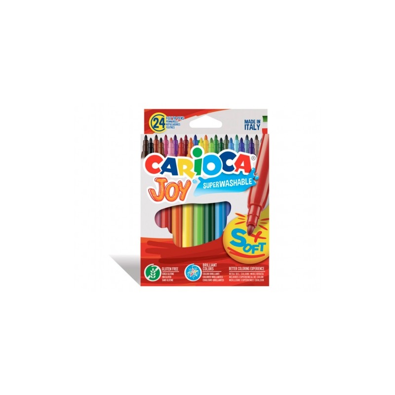 Penna Carioca Joy 24 - Inchiostro super lavabile - Punta fine 2.8 mm - Punta bloccata - Cappuccio ventilato - Colori var