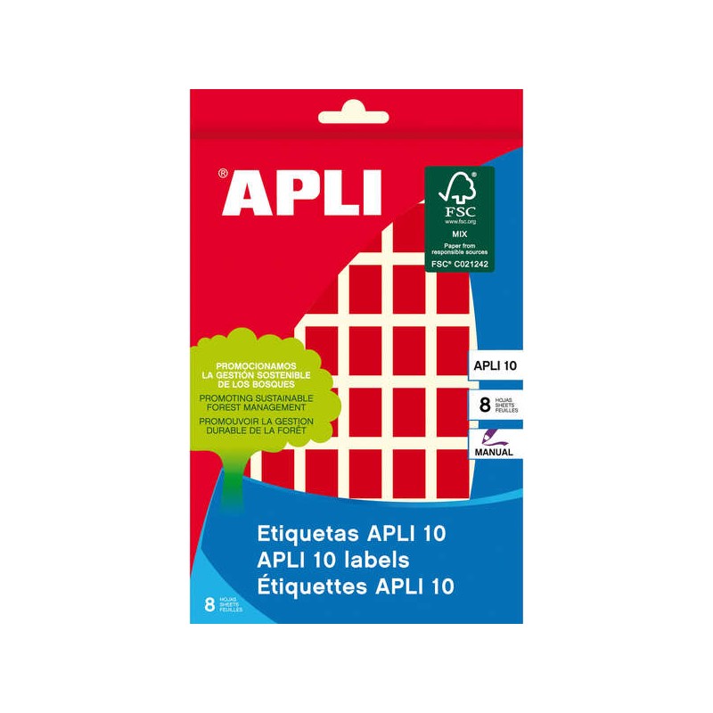 Etichette Apli 10 Etichette rosse 12 x 18 mm 8 fogli