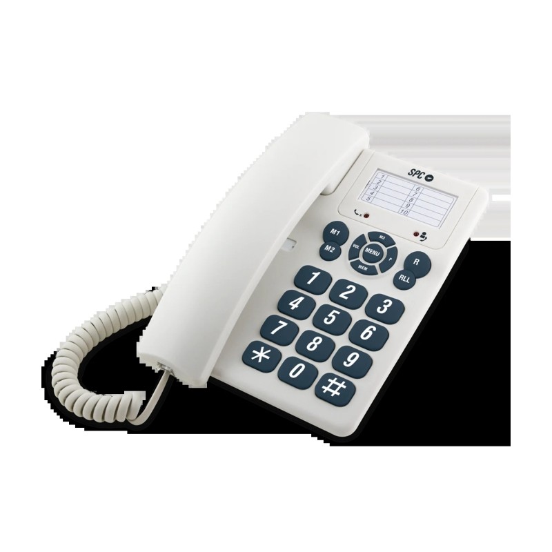 Telefono fisso originale SPC Tasti extra large - Diversi livelli di suoneria - 3 memorie dirette - Da tavolo e da parete
