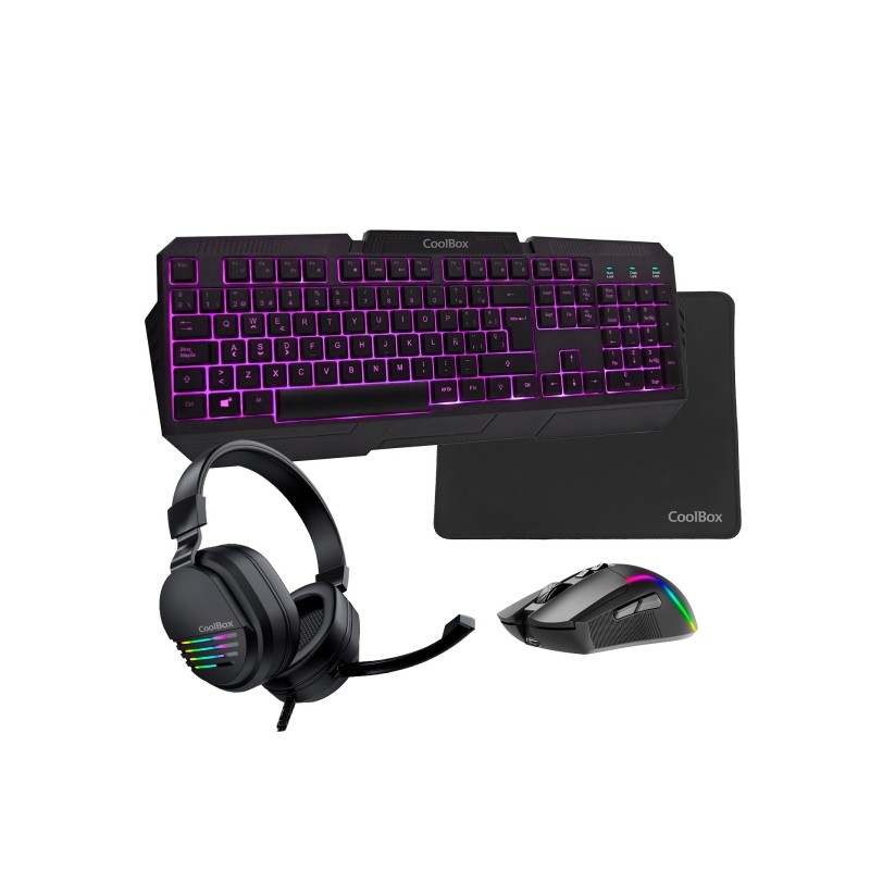 Coolbox Gaming XWing2 Gaming Pack Tastiera USB + Mouse USB 7200dpi + Jack per cuffie da 3.5 mm + Mousepad - Illuminazion