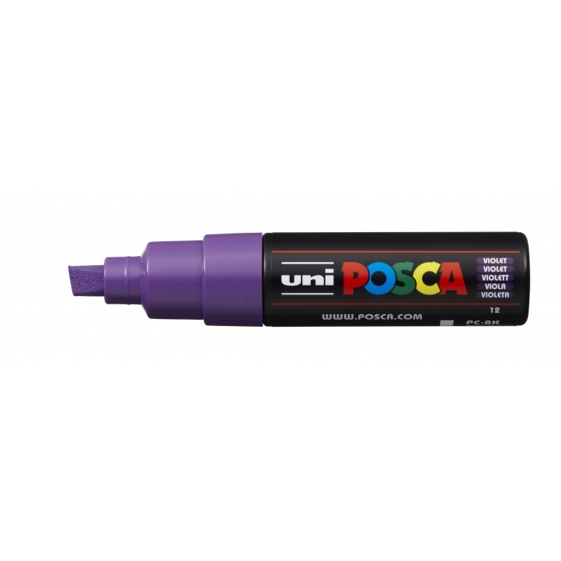 Posca PC-8K Pennarello - Punta smussata acrilica 8 mm - Inchiostro a base d'acqua - Non permanente - Resistente alla luc