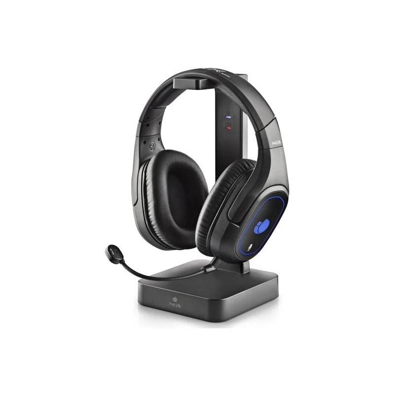 NGS GHX-600 Cuffie da gioco wireless 7.1 - Microfono rimovibile - Illuminazione a LED - Paraorecchie rotanti a 90° - Du