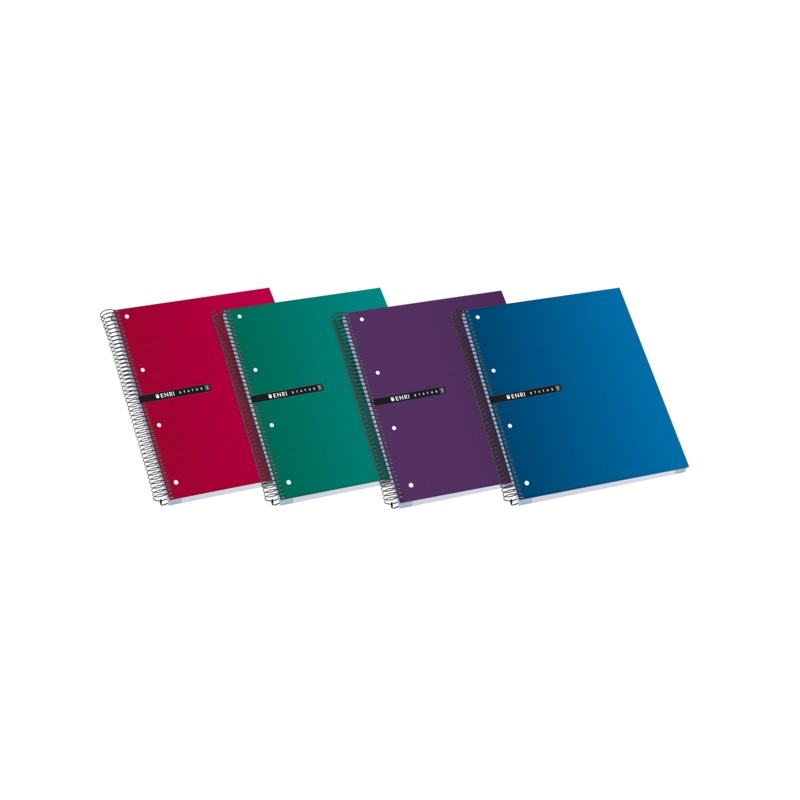 Quaderno a spirale microperforato Enri Status A4+ - Copertina rigida - 120 fogli - Colori assortiti