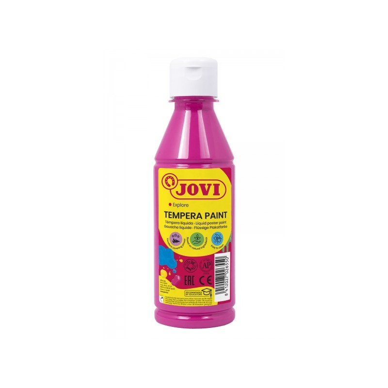 Jovi Tempera Paint Tempera liquida 250ml - A base d'acqua - Pronta all'uso - Alto potere coprente - Asciugatura rapida -