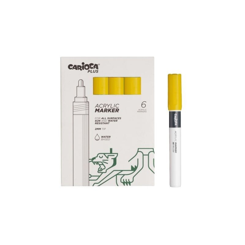 Carioca Plus 6 confezioni di pennarelli acrilici - Punta 2 mm - Colore giallo