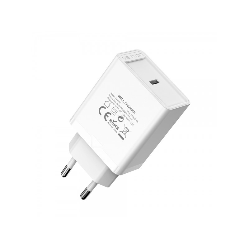 Vention Caricatore da parete USB-C 3A PD30W - Ricarica rapida - Bianco