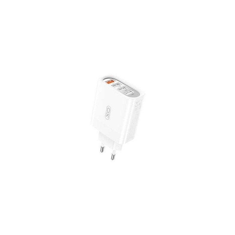 XO Caricatore USB a 4 porte - Potenza totale 18W - Uscita simultanea a 2 o 3 porte - Protezione intelligente - Peso 62gr