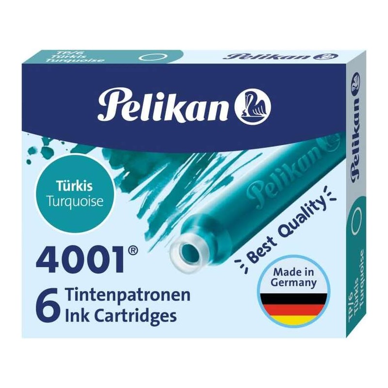 Pelikan Scatola di 6 cartucce 4001 TP/6 - Ricariche per stilografica - Blu turchese