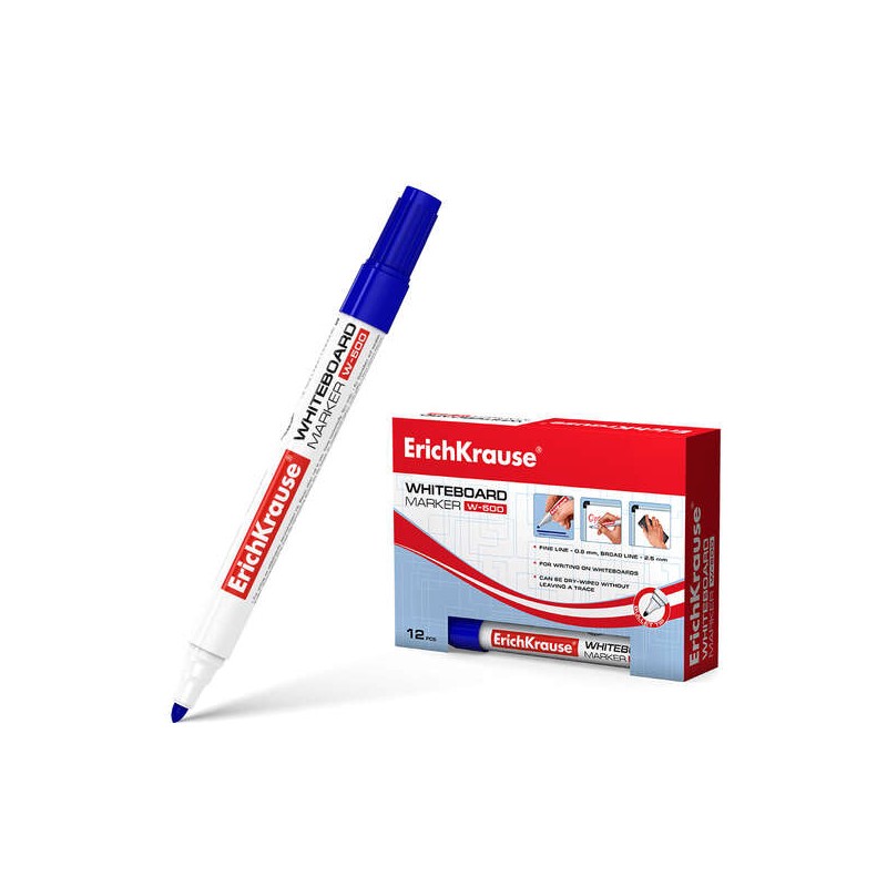 Erichkrause W-500 Penna per lavagne bianche - Punta a proiettile - Linea da 0.8 a 2.5 mm - Inchiostro a base di alcool -