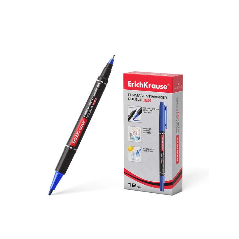 Marcatore permanente bifacciale Erichkrause Double P-80 - Universale e Fineliner 2 in 1 - Inchiostro a base di alcol res