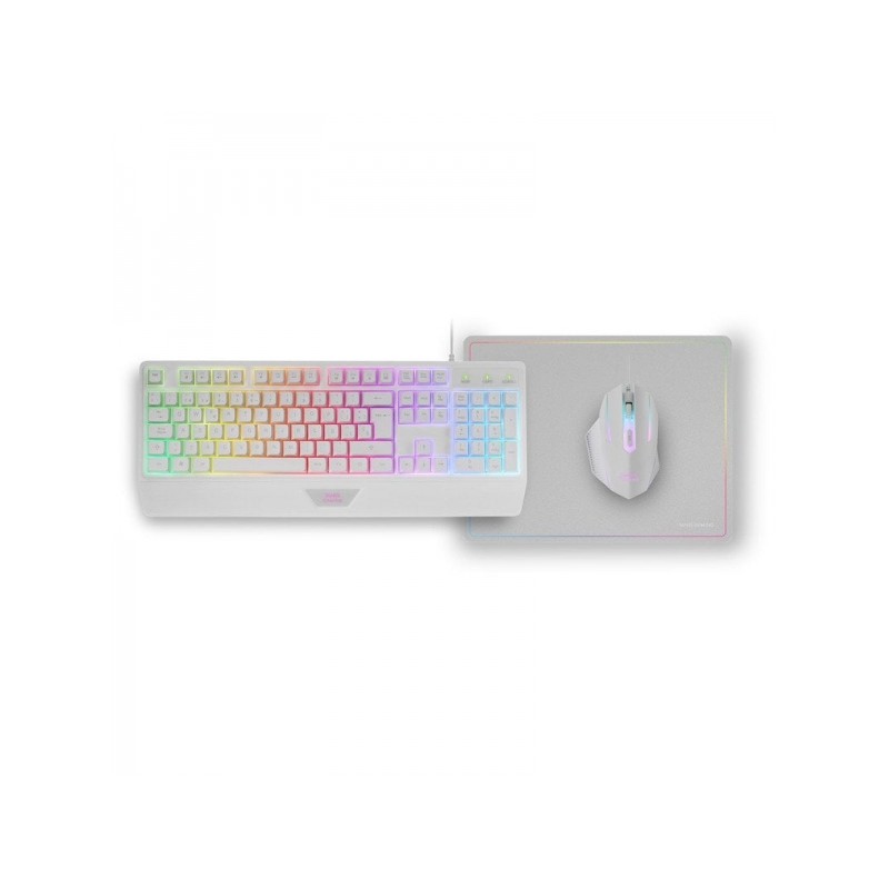 Mars Gaming MCP124 3in1 Gaming Combo - Tastiera ergonomica H-Mech - Mouse con interruttori RGB HUANO - Mousepad arcobale