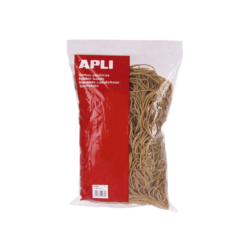 Bande di gomma naturale Apli - Ø 200 x 10 mm - Alta elasticità e resistenza - Contenuto 1 kg