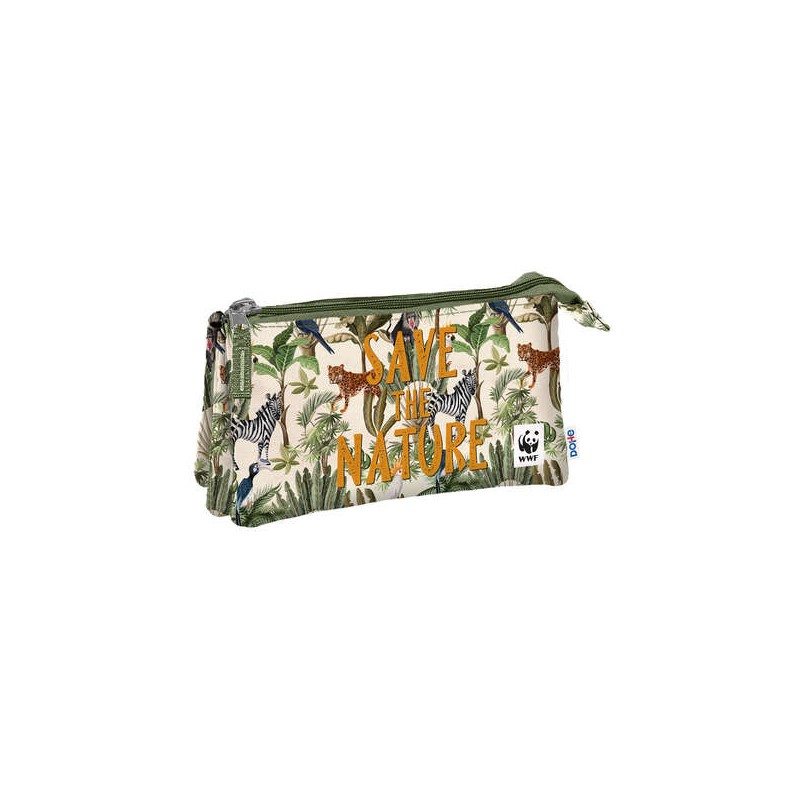 Dohe WWF Save the Nature Borsa portaoggetti a triplo scomparto - 3 scomparti - Chiusura a cerniera