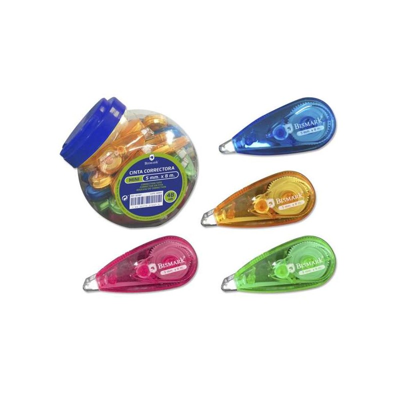 Nastro correttivo Bismark Mini 5mm x 8m - Corpo trasparente colorato