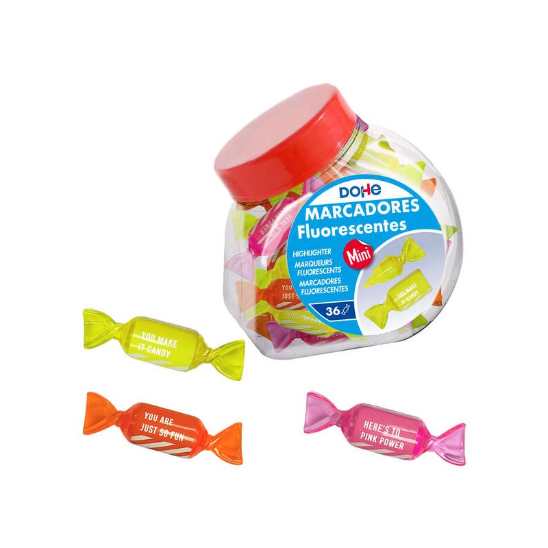 Pennarello fluorescente Dohe Candy 36 - Punta smussata da 1 a 4 mm - Inchiostro extrafluorescente a base d'acqua - Color