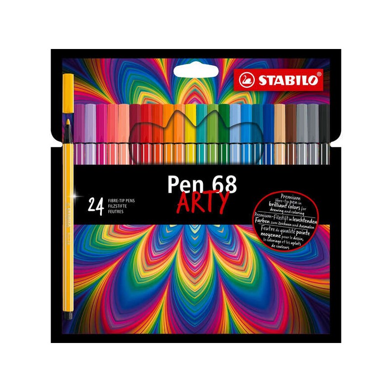 Stabilo Pen 68 Arty Confezione da 24 penne con punta in fibra - Penna con punta in fibra - Tratto di circa 1 mm - Inchio
