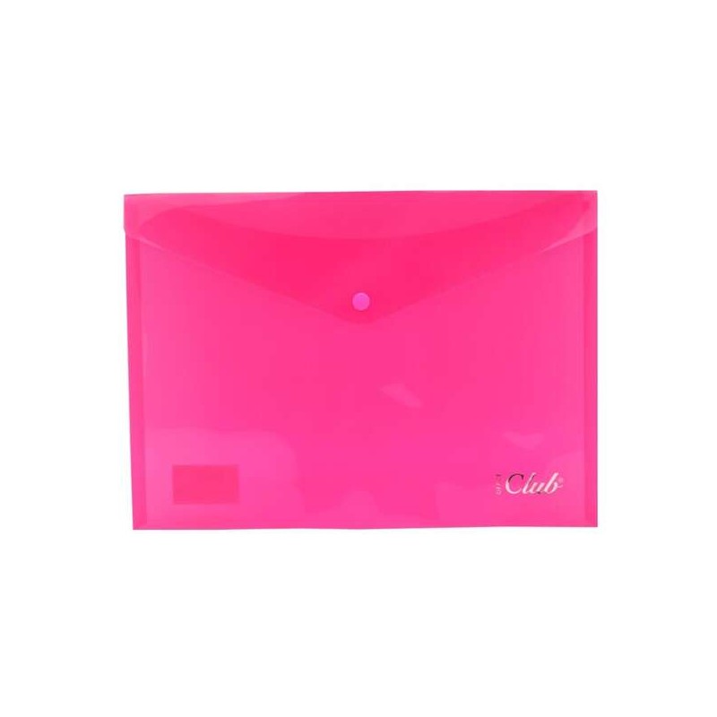 Busta portadocumenti A4 Ingraf - Chiusura a scatto - Polipropilene vetro trasparente - Colore rosa