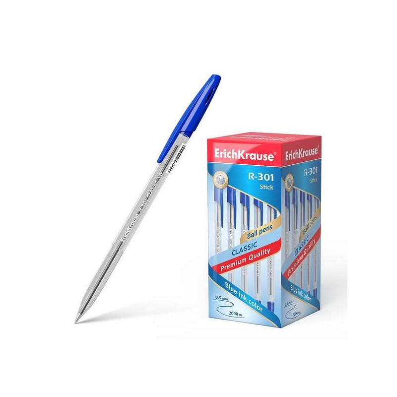 Penna a sfera Erichkrause R-301 - Penna a sfera 1.0 mm - Tratto 0.5 mm - Inchiostro ad asciugatura rapida - Fusto traspa