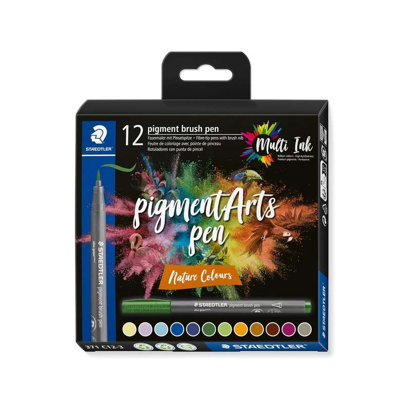 Staedtler 371 Confezione da 12 punte di pennello morbide - Colori vivaci e brillanti - Non ingialliscono nel tempo - Nuo