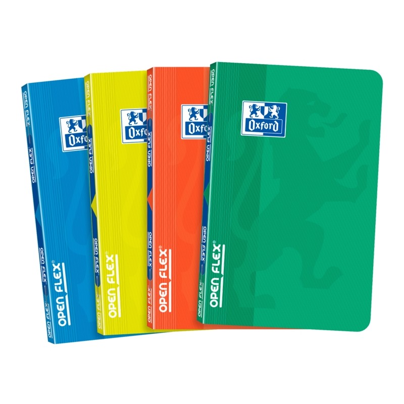 Quaderno Oxford School Classic Openflex 9x14 con punti metallici - Copertina in plastica resistente - 48 fogli di carta 