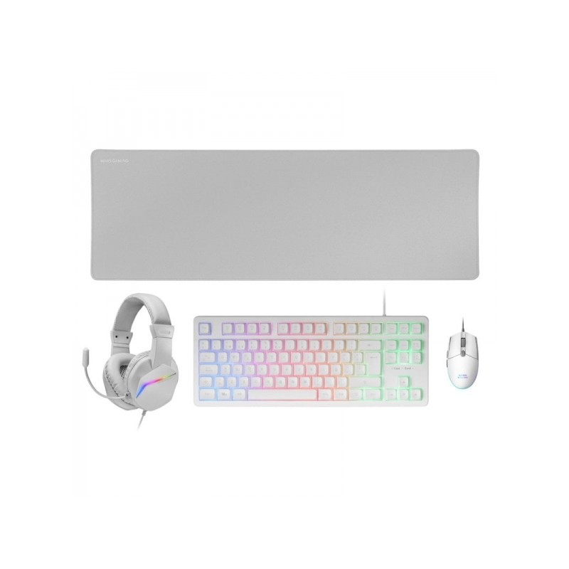 Mars Gaming MCP-RGB3 4in1 Gaming Combo - Tastiera TKL H-Mech FRGB - Mouse RGB 3200 DPI - Cuffie HI-FI a cancellazione di