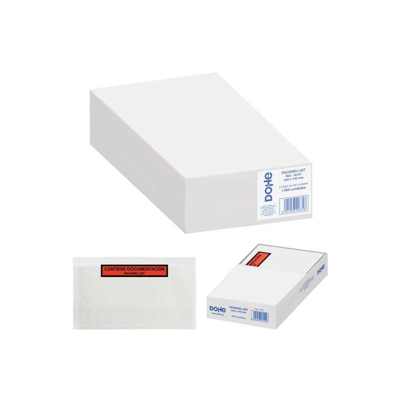 Dohe Scatola da 1000 buste autoadesive per l'invio di documenti - Packing List Invii speciali