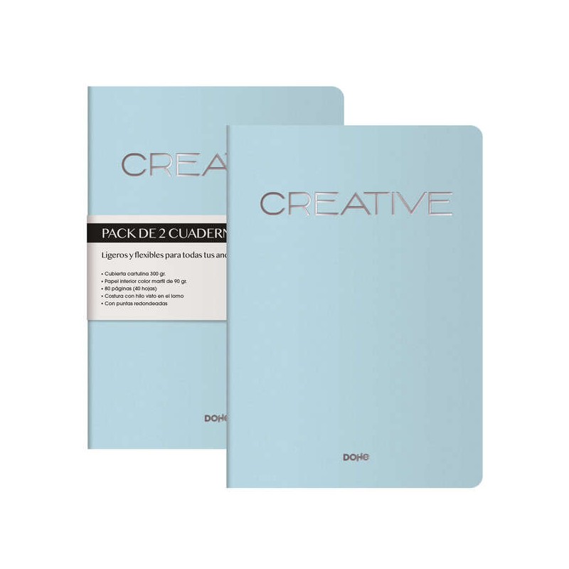 Dohe Creative Notebook Quaderno A4 40 fogli a righe - Carta tamponata 90 g/m2 - Copertina in cartoncino 300g/m2 - Colore