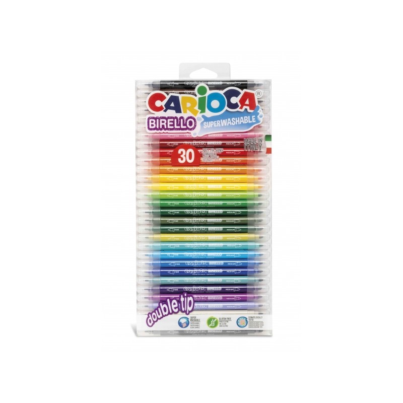 Carioca Birello Confezione da 30 penne Special Edition - Punta doppia fine e media - Inchiostro superlavabile non tossic
