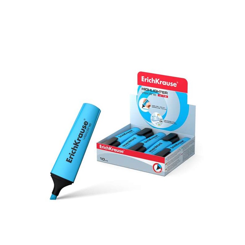 Erichkrause Visioline V-12 Highlighter - Punta smussata - Inchiostro a base d'acqua - Colore blu