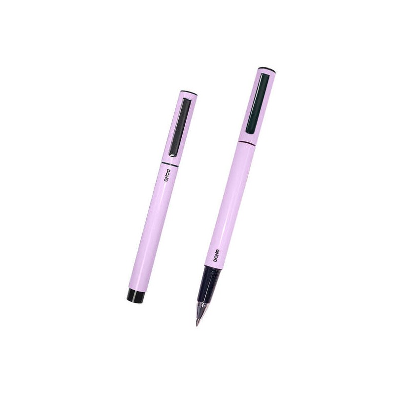 Dohe Elegante penna a sfera leggera in metallo - Corpo ovale ergonomico viola - Cappuccio con clip - In alluminio - Inch