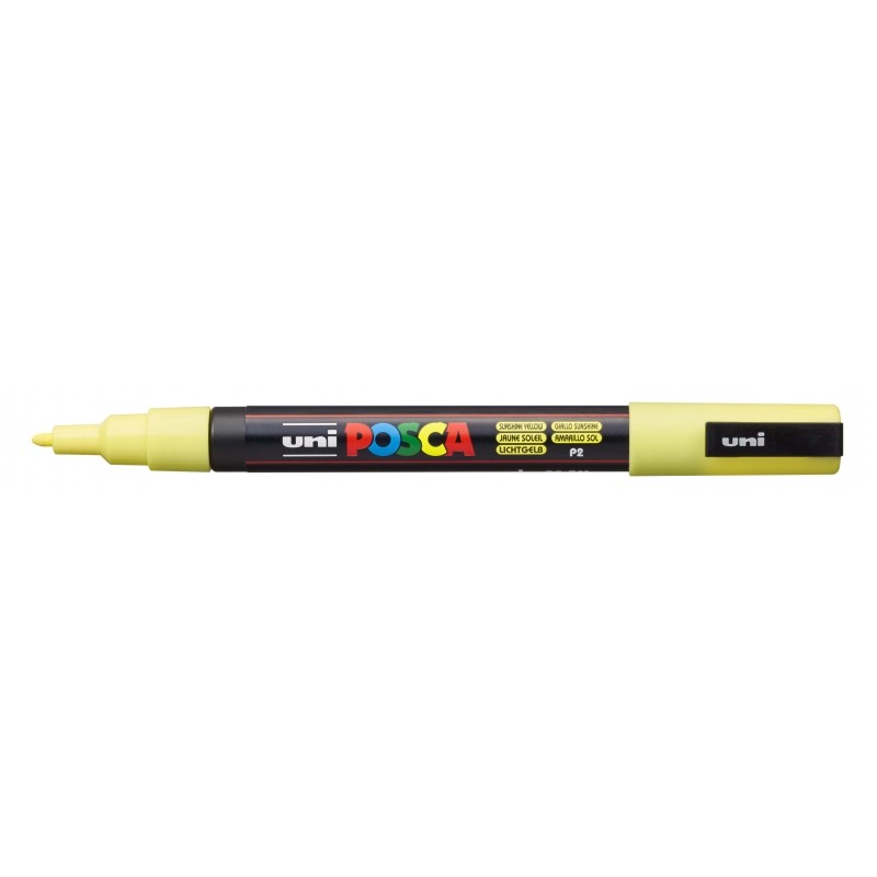 Posca PC-3M Pennarello - Punta conica 0.9-1.3 mm - Inchiostro a base d'acqua - Resistente alla luce - Colore giallo sole