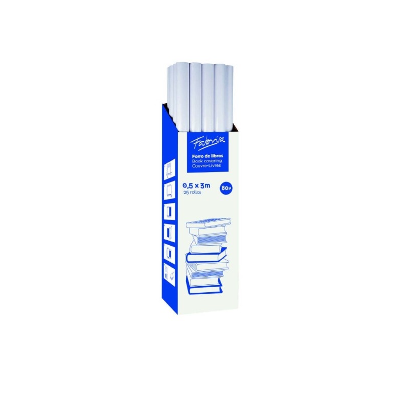 Fabrisa Rotolo di copertina per libri 80µ 0.5x3m - Polipropilene - Alta resistenza a graffi e segni
