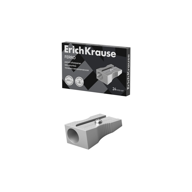 Temperamatite in alluminio Ferro Erichkrause con impugnatura ergonomica - Foro da 8 mm - Lama in acciaio al carbonio - C