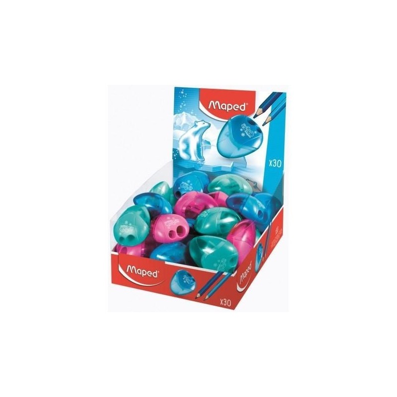 Maped I-Gloo Temperamatite a 2 fori con contenitore di grande capacità - Forma ergonomica - Colori assortiti