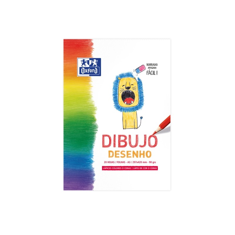 Album da disegno/tempo libero A3 di Oxford per bambini - Copertina morbida/retro rigido - 20 fogli da 90 g/m² - Ideale 