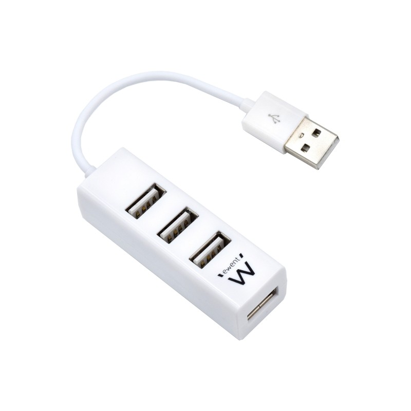 Ewent EW1122 Mini-Hub 4 porte USB 2.0 - Cavo 12 cm - Colore bianco