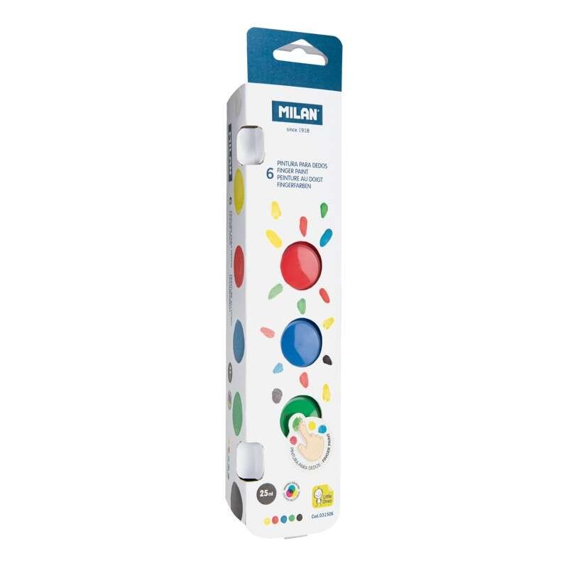 Milano Confezione da 6 flaconi di colori a dita - 25 ml - Facili da applicare - Miscelabili - Colori assortiti