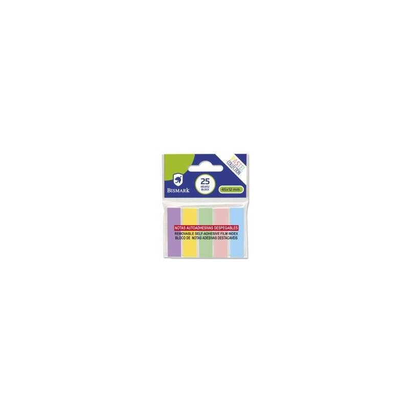 Confezione da 125 indici adesivi Bismark 45 mm x 12 mm - Colori pastello assortiti