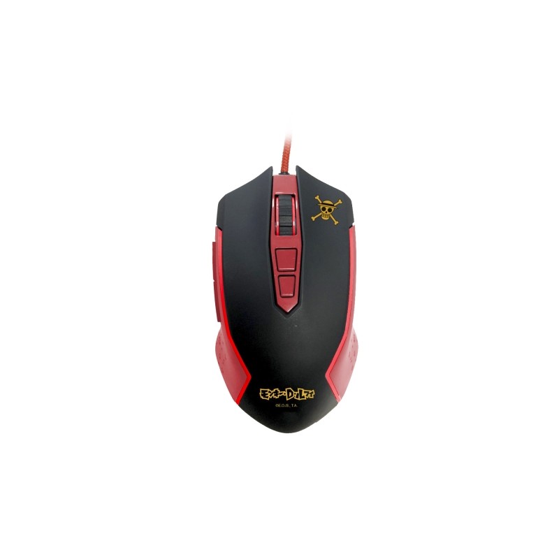 FR-TEC One Piece Mouse USB fino a 8000dpi - Illuminazione a LED rossi - 5 pulsanti - Cavo intrecciato - Colore rosso/ner